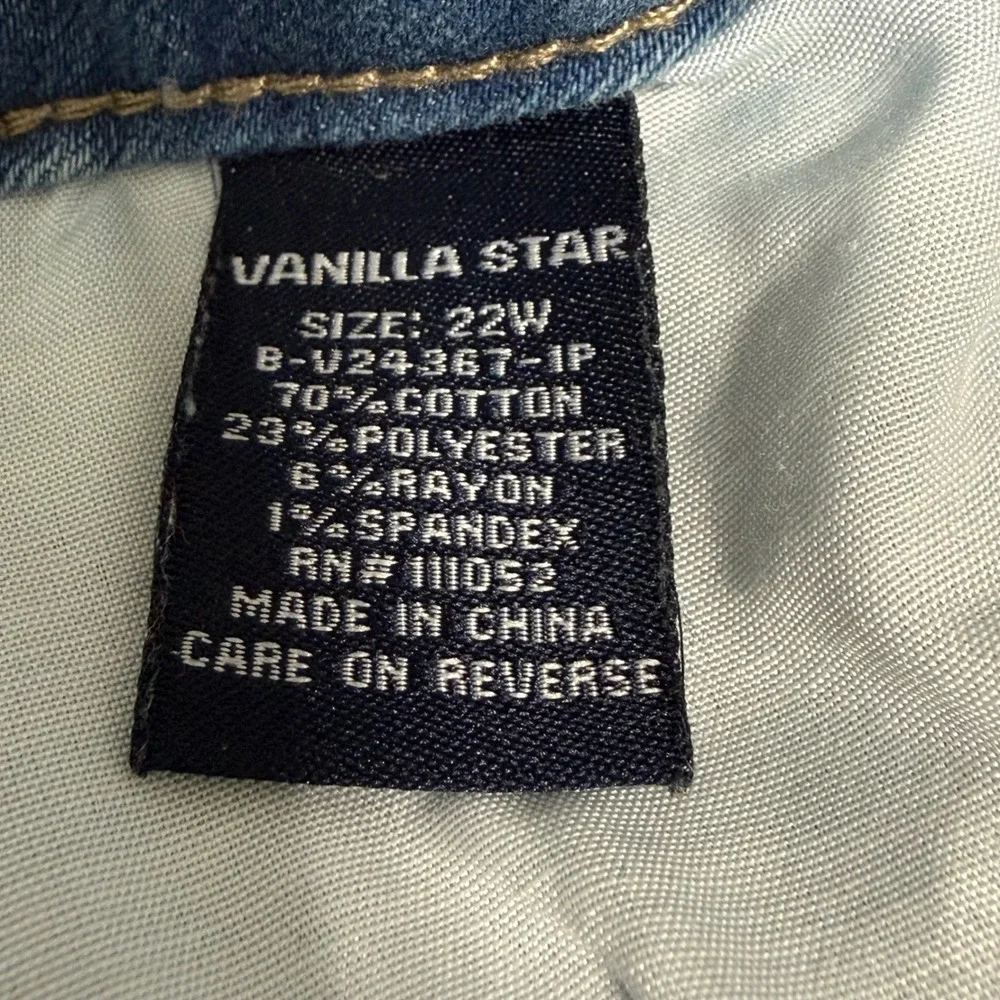 Vanilla Star‎ Womens Jeans Size 22W Light Wash Bootcut Raw Hem Denim Stretch